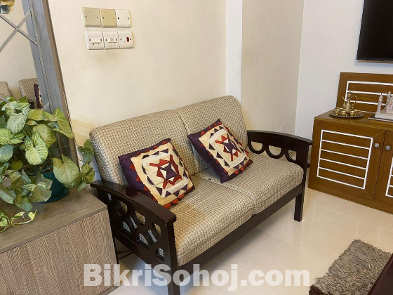 2+2+1 Wooden Sofaset with pillows & CentreTable